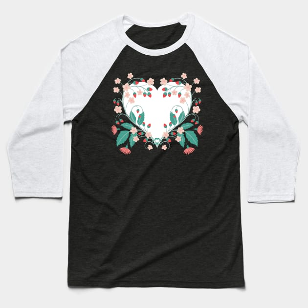 Floral Heart Baseball T-Shirt by SWON Design